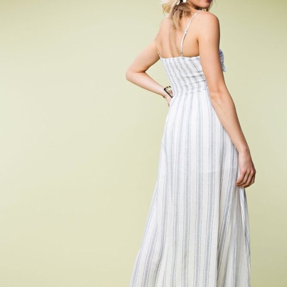 Striped Maxi Romper Dress With Cutouts and Slits - Picture 4 of 7